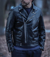 AD-03 Horsehide British Asymmetry Jacket - Black - May club